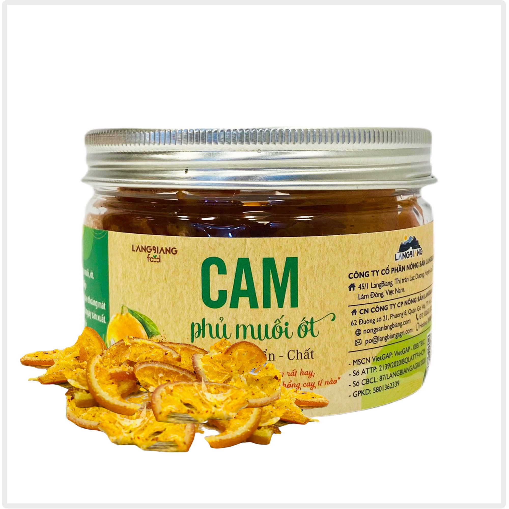 Cam sấy dẻo phủ muôi ớt LangBiang Food