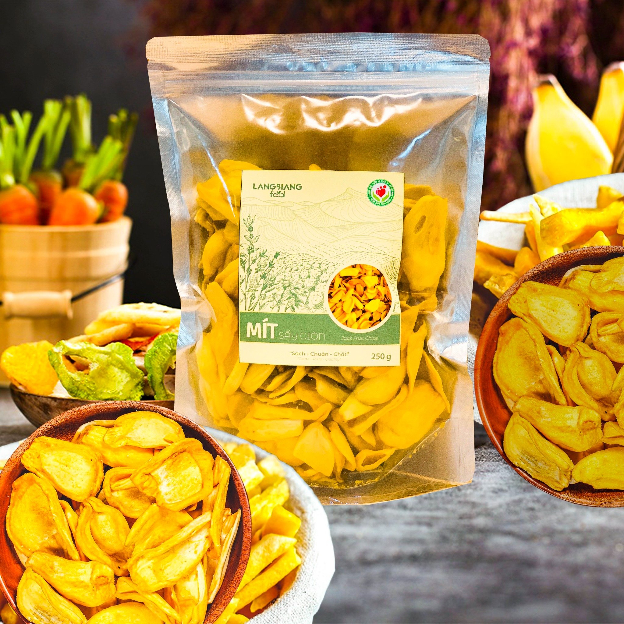Mít sấy giòn LangBiang Food, túi zip 250g