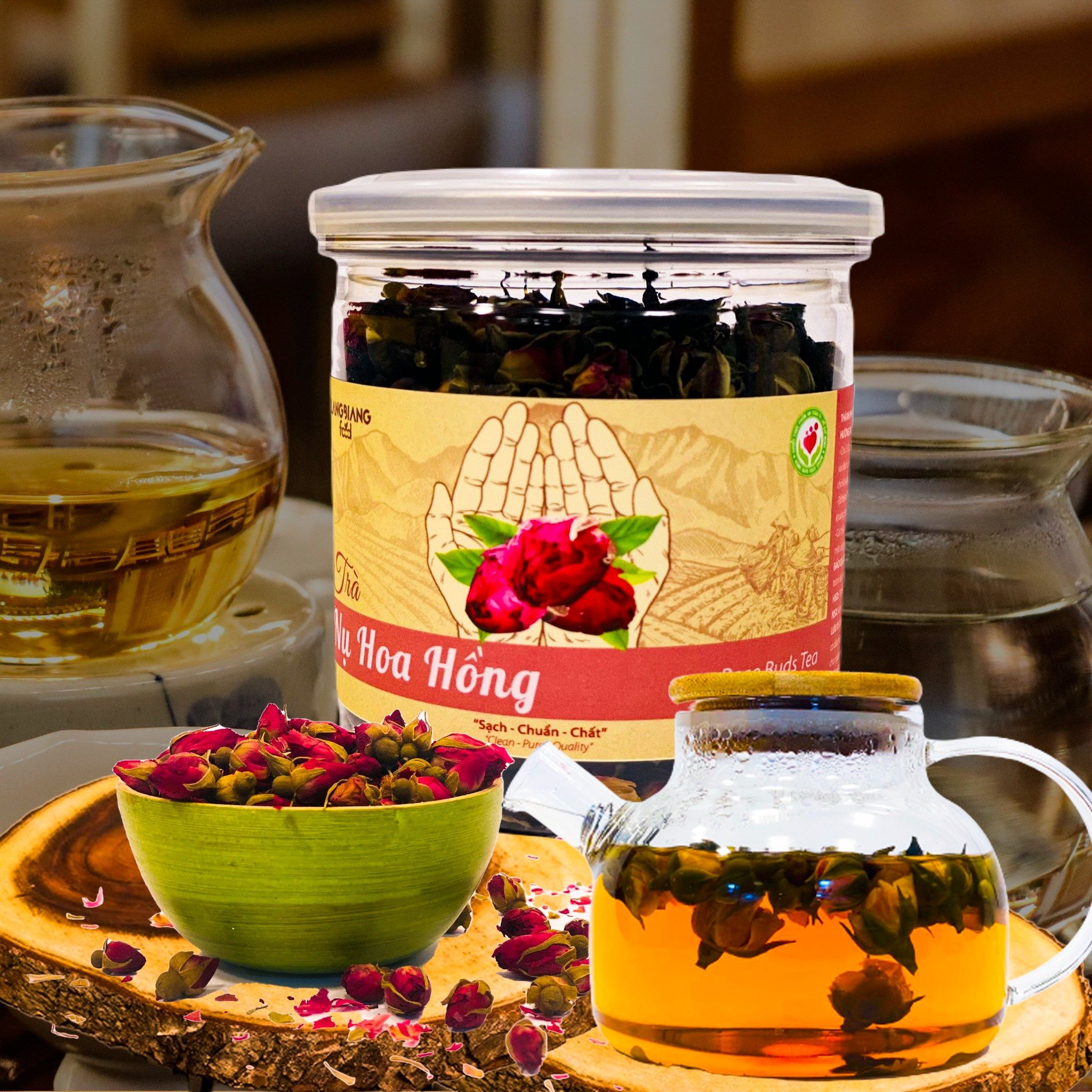 Trà nụ hoa hồng LangBiang Food, hũ 70g