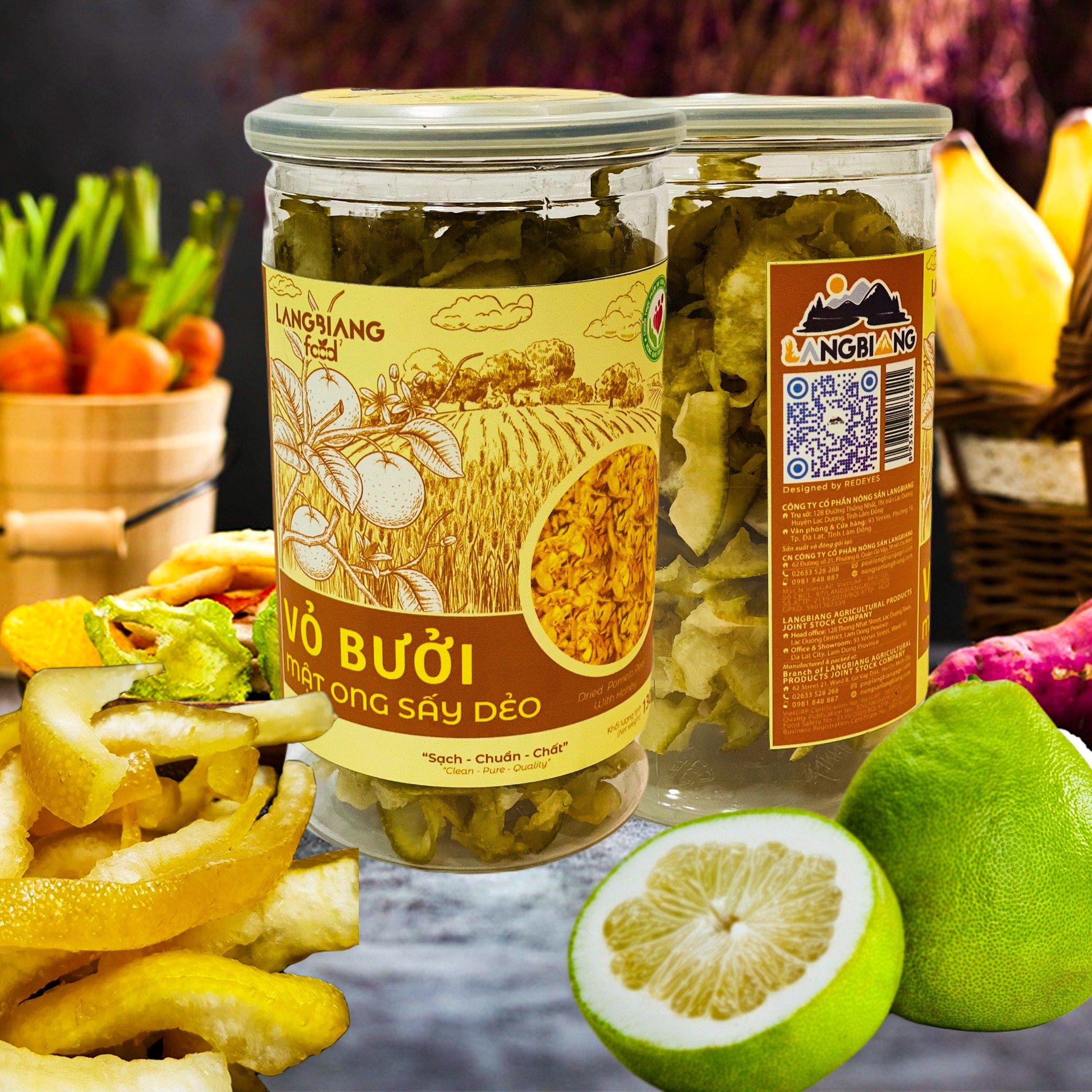 Vỏ bưởi mật ong sấy dẻo, hủ 130g