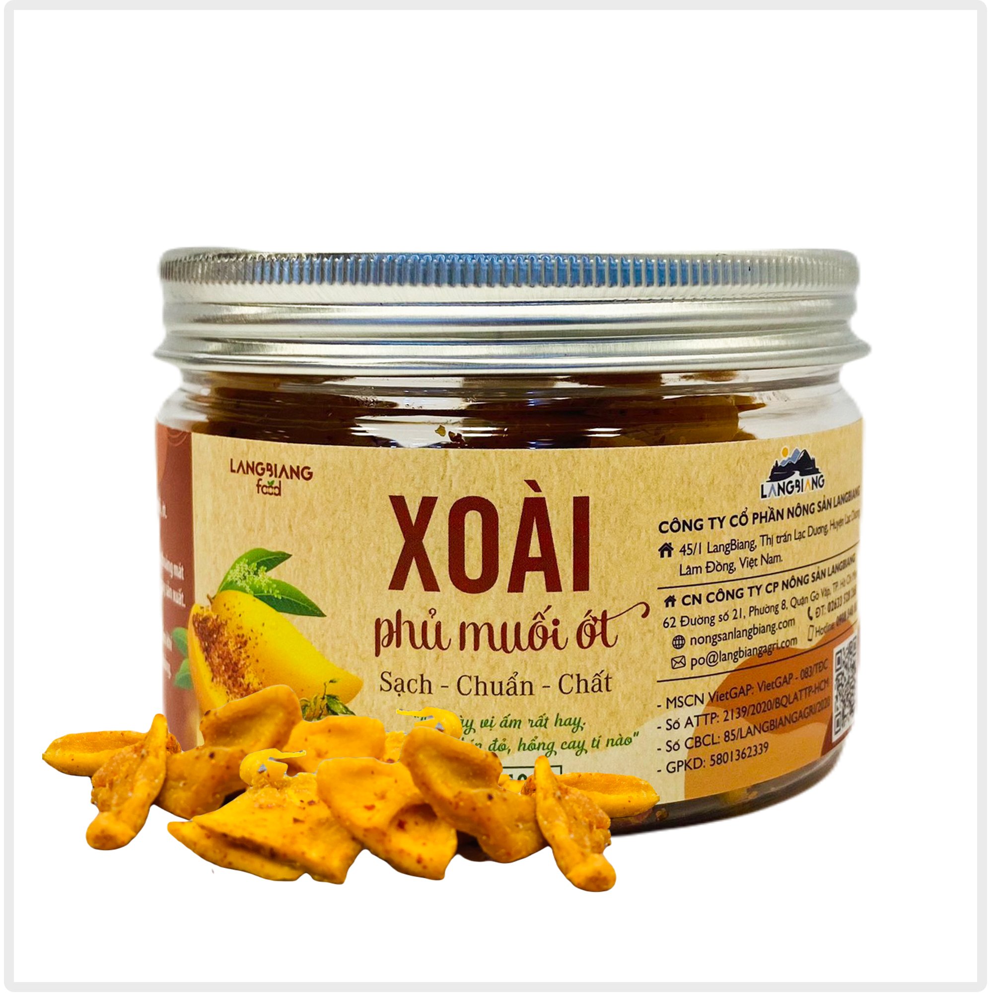 Xoài sấy dẻo phủ muối ớt LangBiang Food, 100g